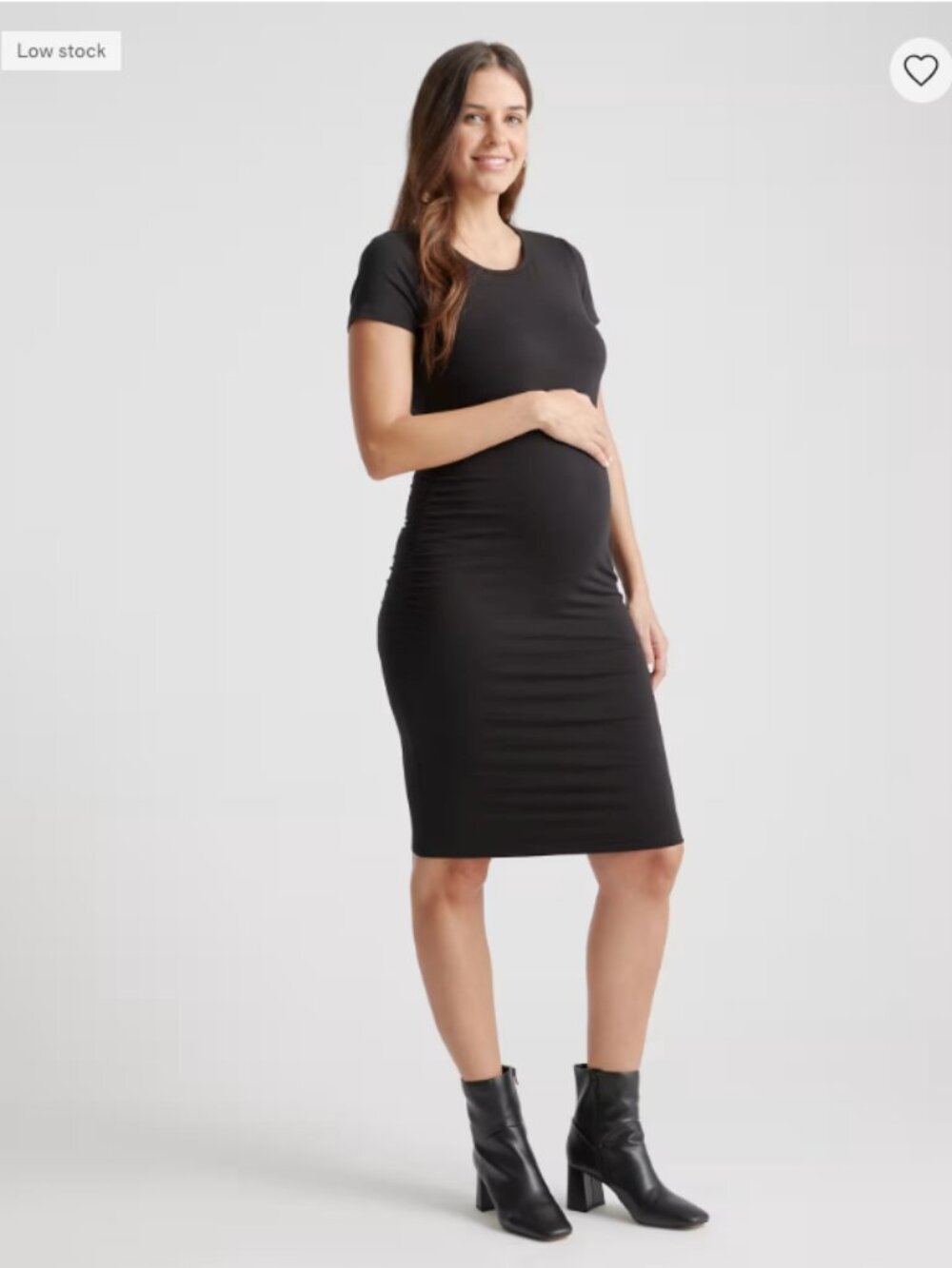 Quince Tencel Jersey Maternity Ruched Dress Black XL